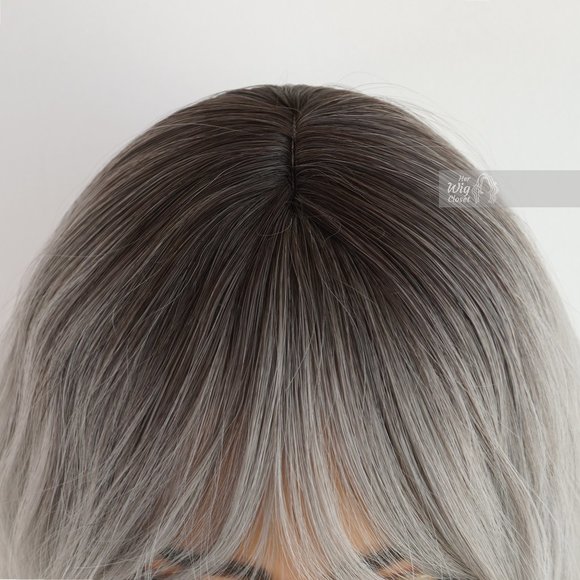 Dark Roots Silver Ombre Wavy Wig with Bangs | Mothers Day Gift | Ororo - Picture 4 of 6